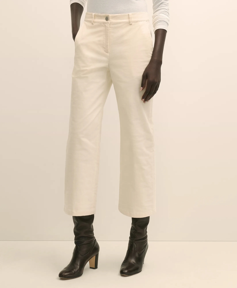 Cotton Corduroy Wide Leg Cropped Pants, image 2