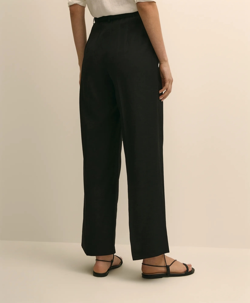 Linen-Cotton Blend Tie-Waist Wide-Leg Pants, image 3
