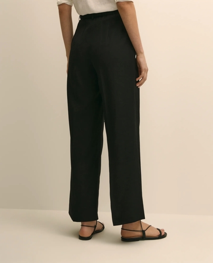 Linen-Cotton Blend Tie-Waist Wide-Leg Pants, image 3