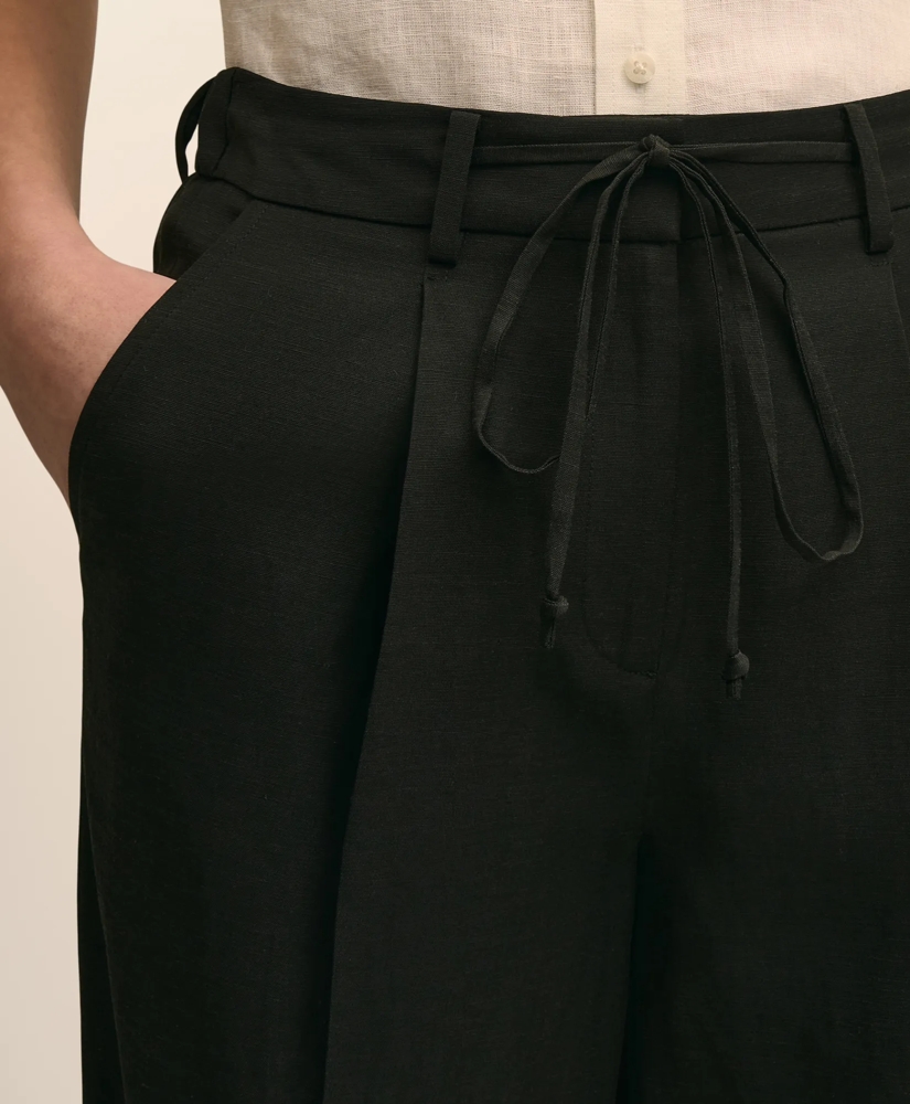 Linen-Cotton Blend Tie-Waist Wide-Leg Pants, image 4