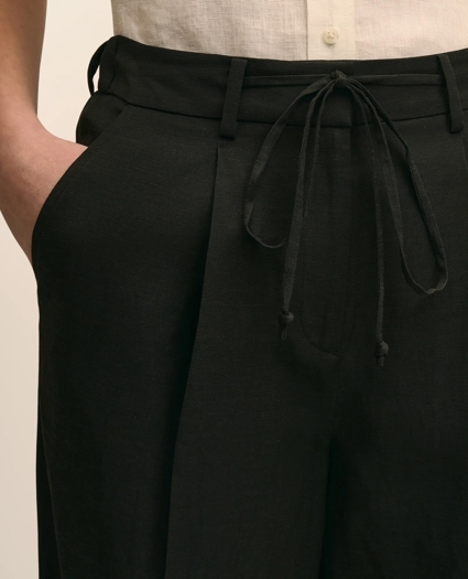 Linen-Cotton Blend Tie-Waist Wide-Leg Pants, image 4
