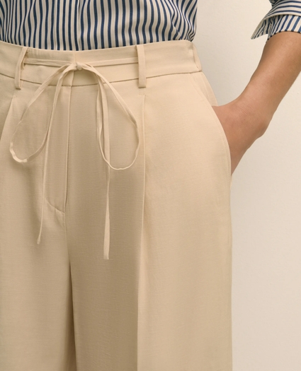 Linen-Cotton Blend Tie-Waist Wide-Leg Pants, image 3