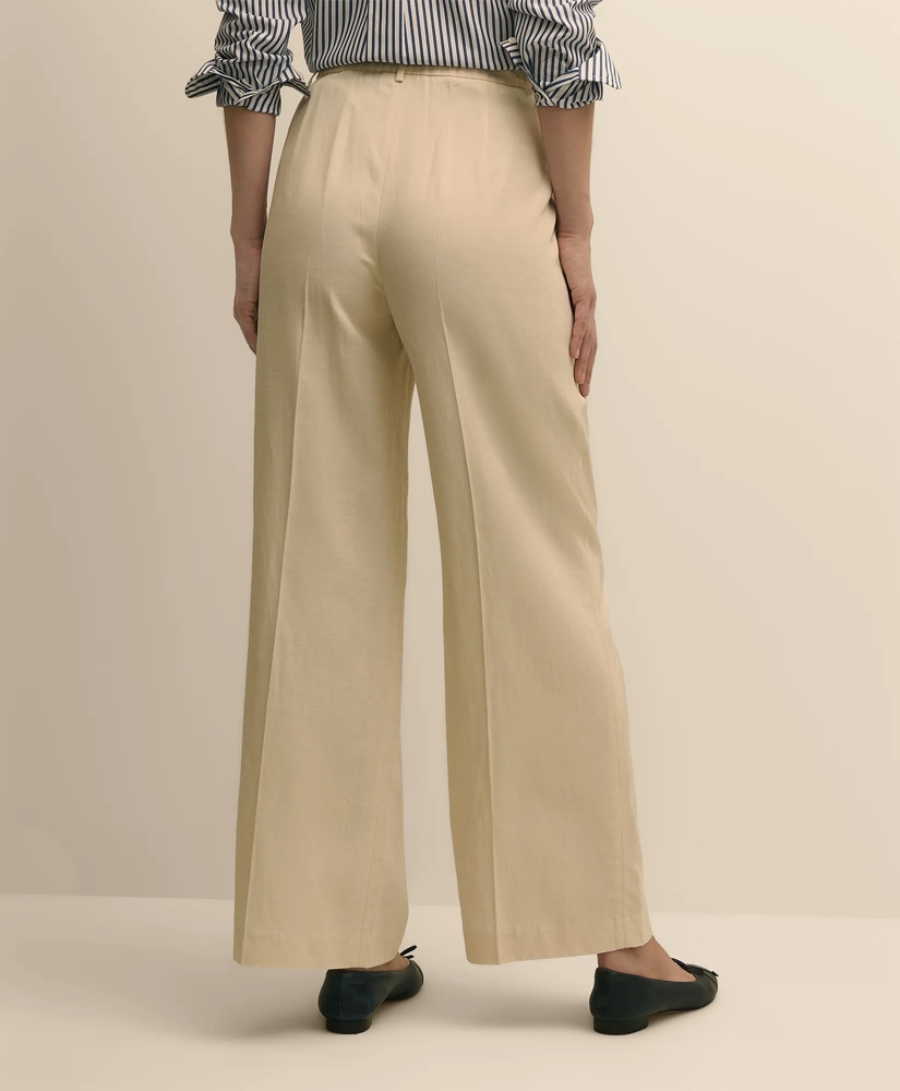 Linen-Cotton Blend Tie-Waist Wide-Leg Pants, image 4