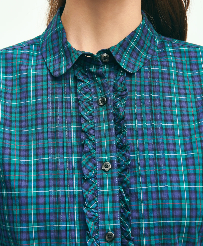 Cotton Plaid Ruffled Shirt, image 4
