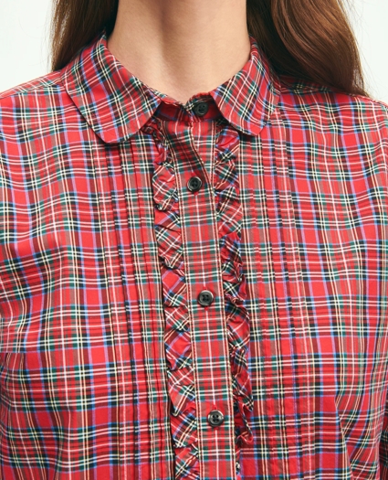 Cotton Plaid Ruffled Shirt, image 3