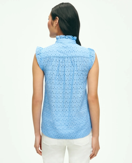 Eyelet Flutter Sleeve Blouse In Cotton, image 3