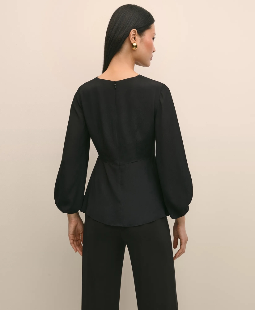 Crepe V-Neck Peplum Blouse, image 4