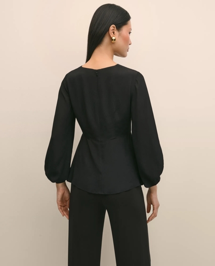 Crepe V-Neck Peplum Blouse, image 4