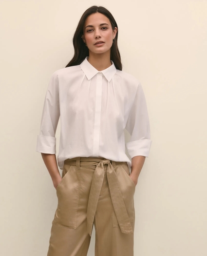 Cotton Dobby Relaxed Dolman-Sleeve Shirt, image 1