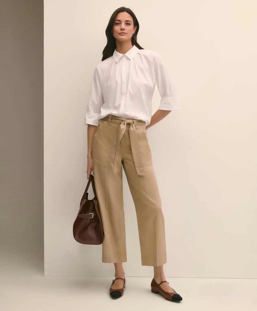 Cotton Dobby Relaxed Dolman-Sleeve Shirt, image 2