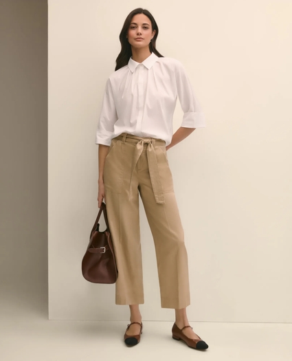 Cotton Dobby Relaxed Dolman-Sleeve Shirt, image 2
