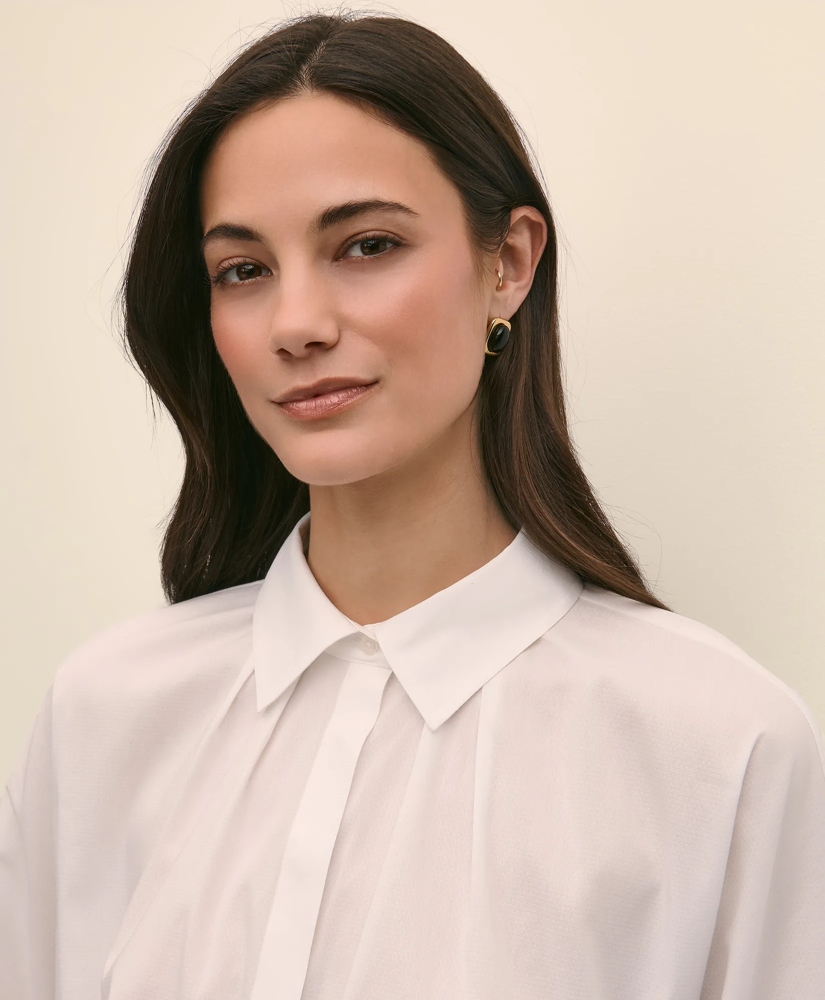 Cotton Dobby Relaxed Dolman-Sleeve Shirt, image 3
