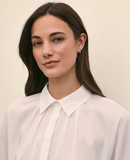 Cotton Dobby Relaxed Dolman-Sleeve Shirt, image 3