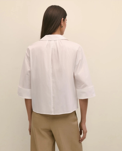 Cotton Dobby Relaxed Dolman-Sleeve Shirt, image 4