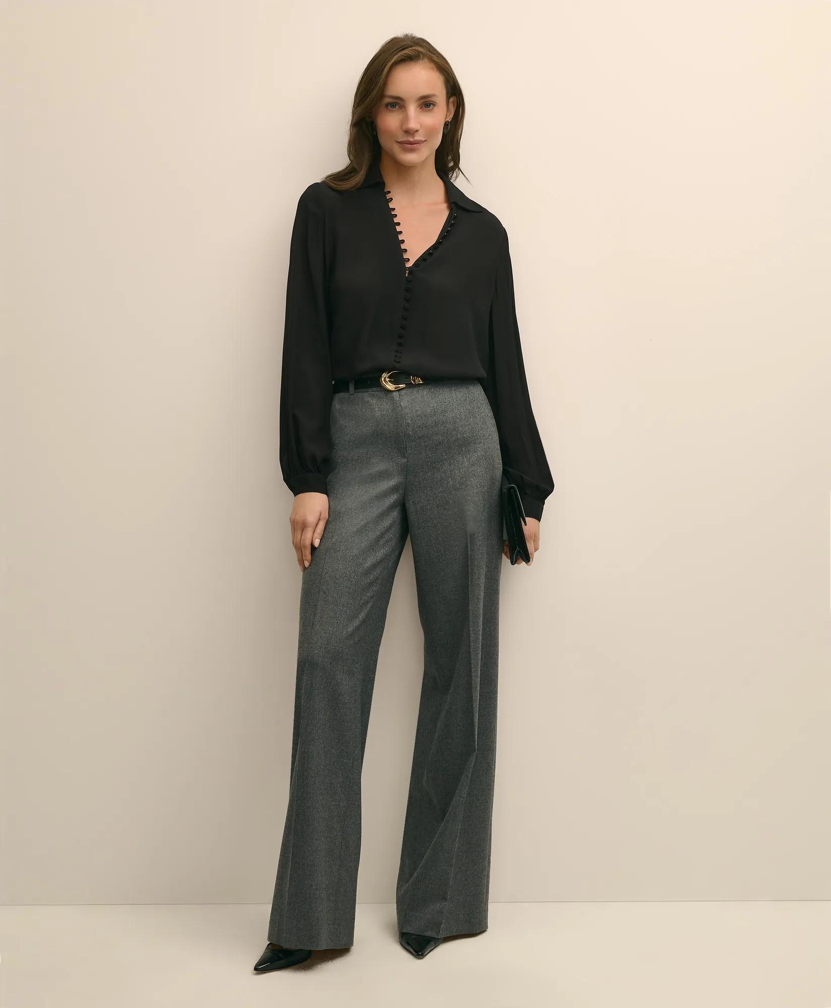 Crepe Open V-Neck Blouse secondary