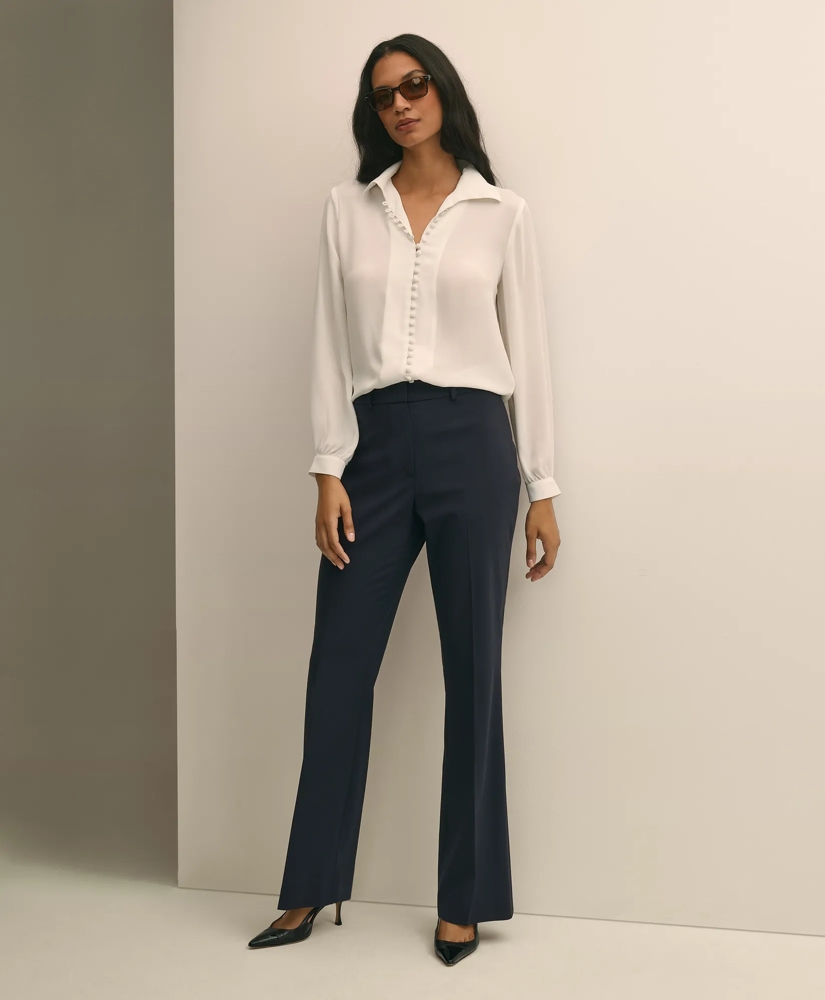 Crepe Open V-Neck Blouse, image 2