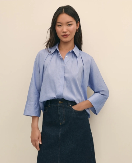Relaxed Cotton Dobby Shirt With Wide Sleeves, image 1