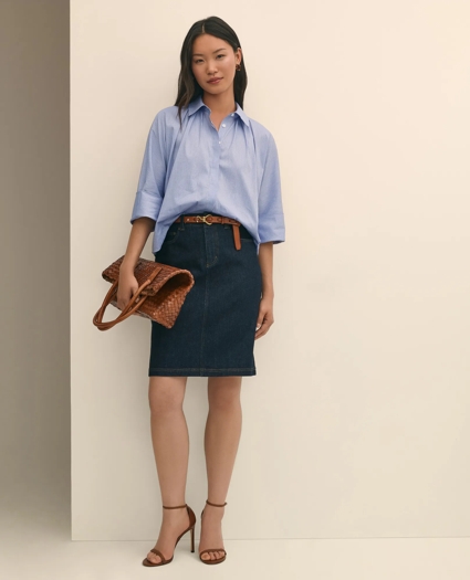 Relaxed Cotton Dobby Shirt With Wide Sleeves, image 2