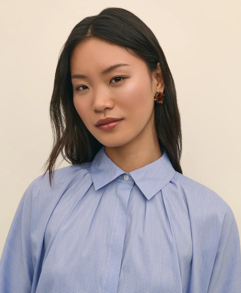 Relaxed Cotton Dobby Shirt With Wide Sleeves, image 3