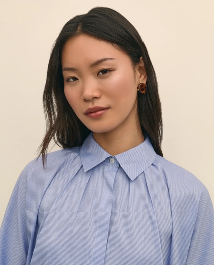 Relaxed Cotton Dobby Shirt With Wide Sleeves, image 3
