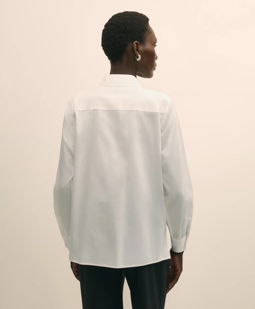 Cotton Sateen Relaxed Lace-Bib Shirt, image 4