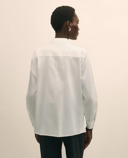 Cotton Sateen Relaxed Lace-Bib Shirt, image 4