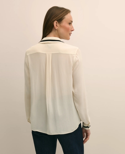 Viscose Contrast Tie-Neck Blouse, image 4