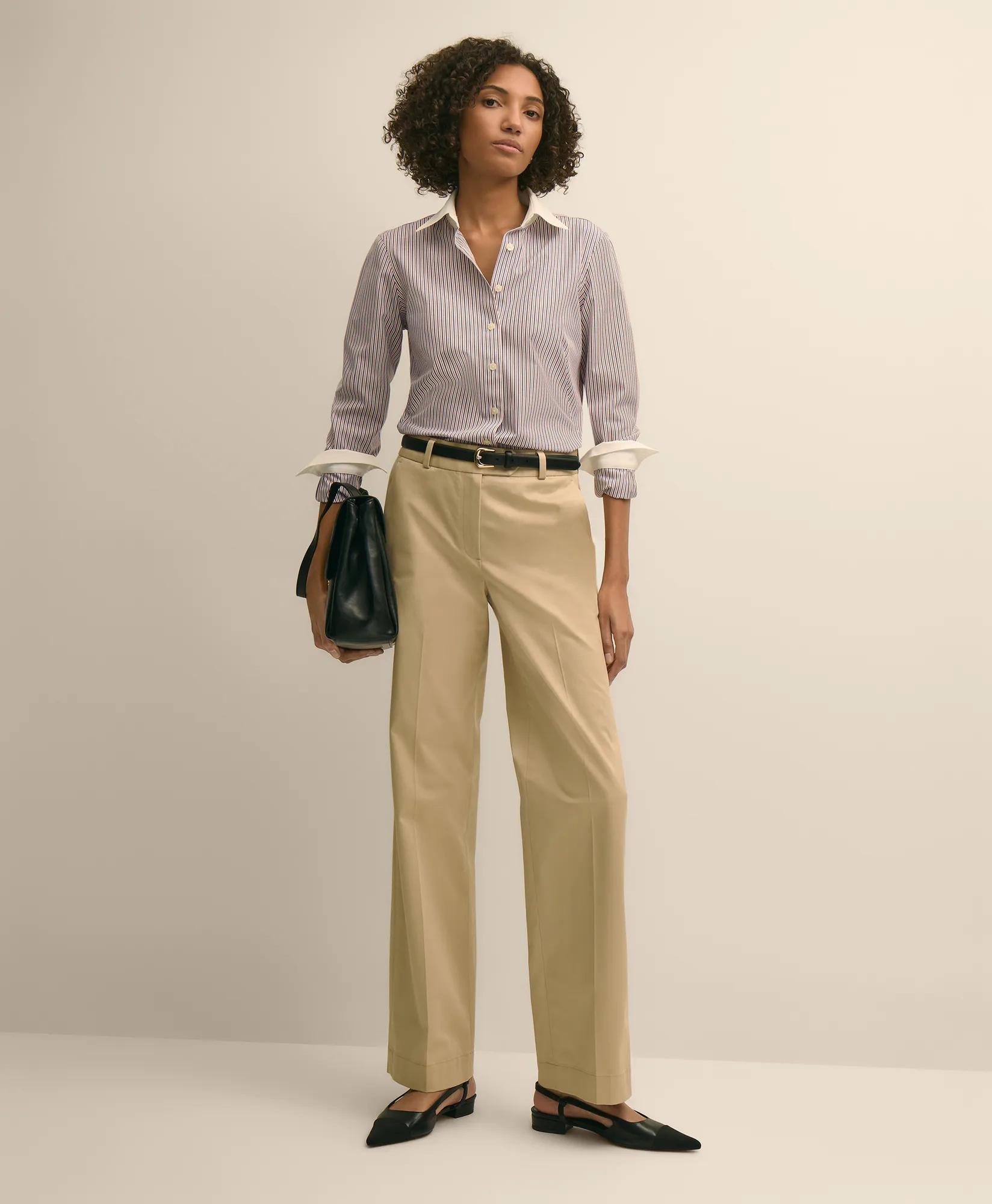 Fitted Non-Iron Stretch Cotton Contrast, Stripe Dress Shirt secondary