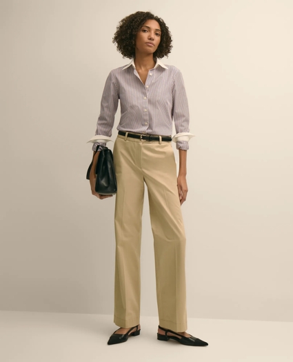 Fitted Non-Iron Stretch Cotton Contrast, Stripe Dress Shirt, image 2