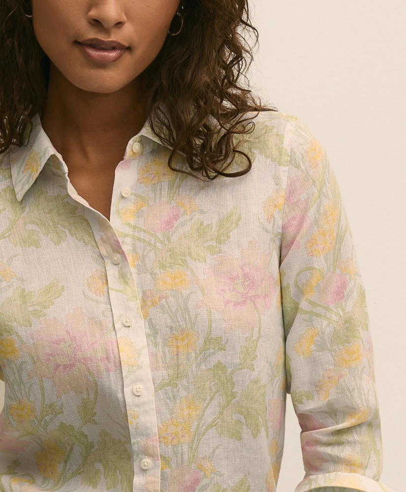 Classic Fit Linen Floral Shirt, image 3