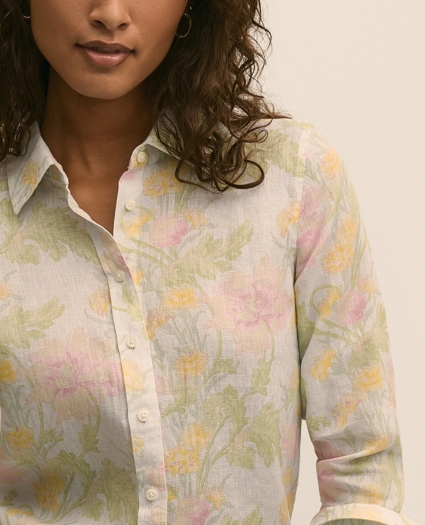 Classic Fit Linen Floral Shirt, image 3