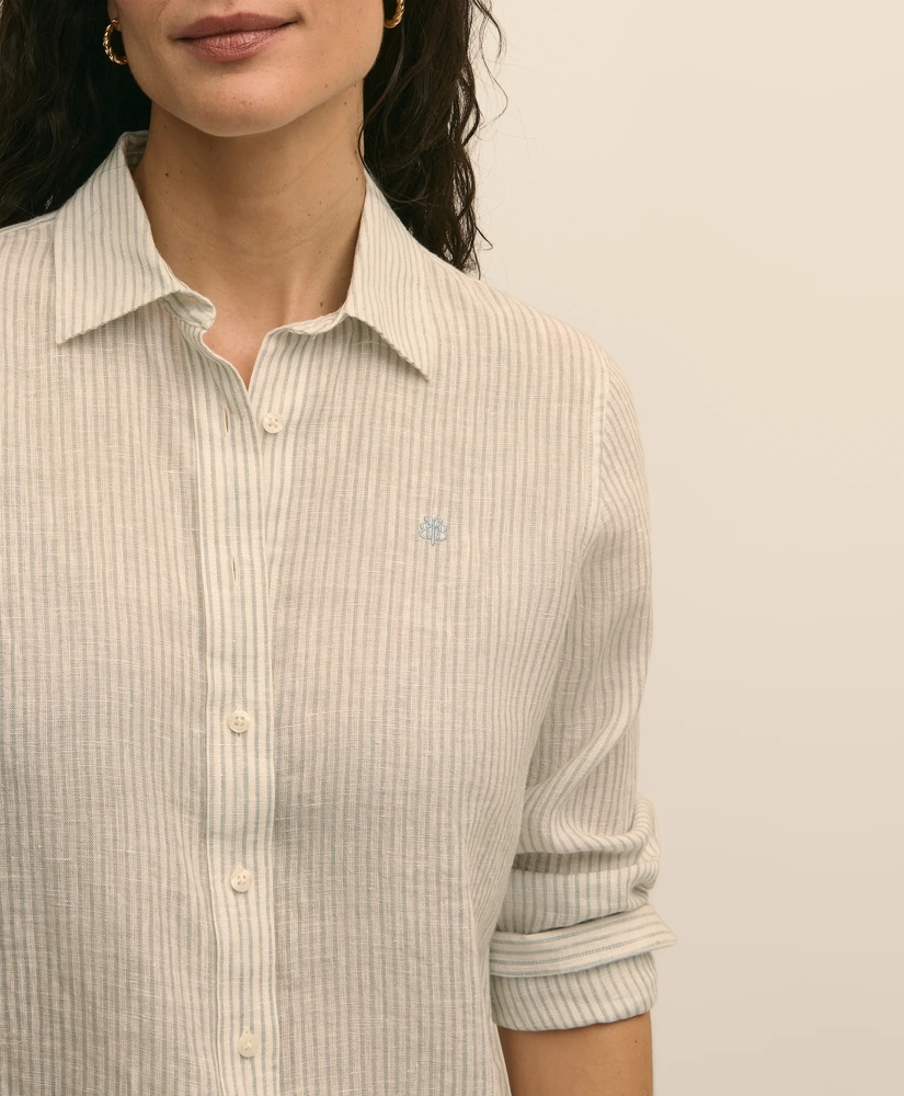 Classic Fit Linen Stripe Shirt, image 3