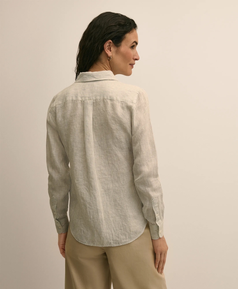 Classic Fit Linen Stripe Shirt, image 4