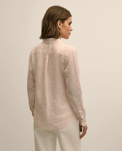 Classic Fit Linen Stripe Shirt, image 4