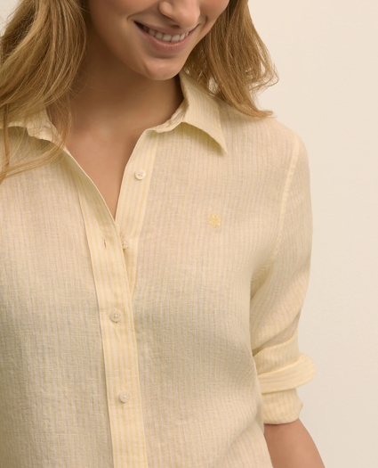 Classic Fit Linen Stripe Shirt, image 3