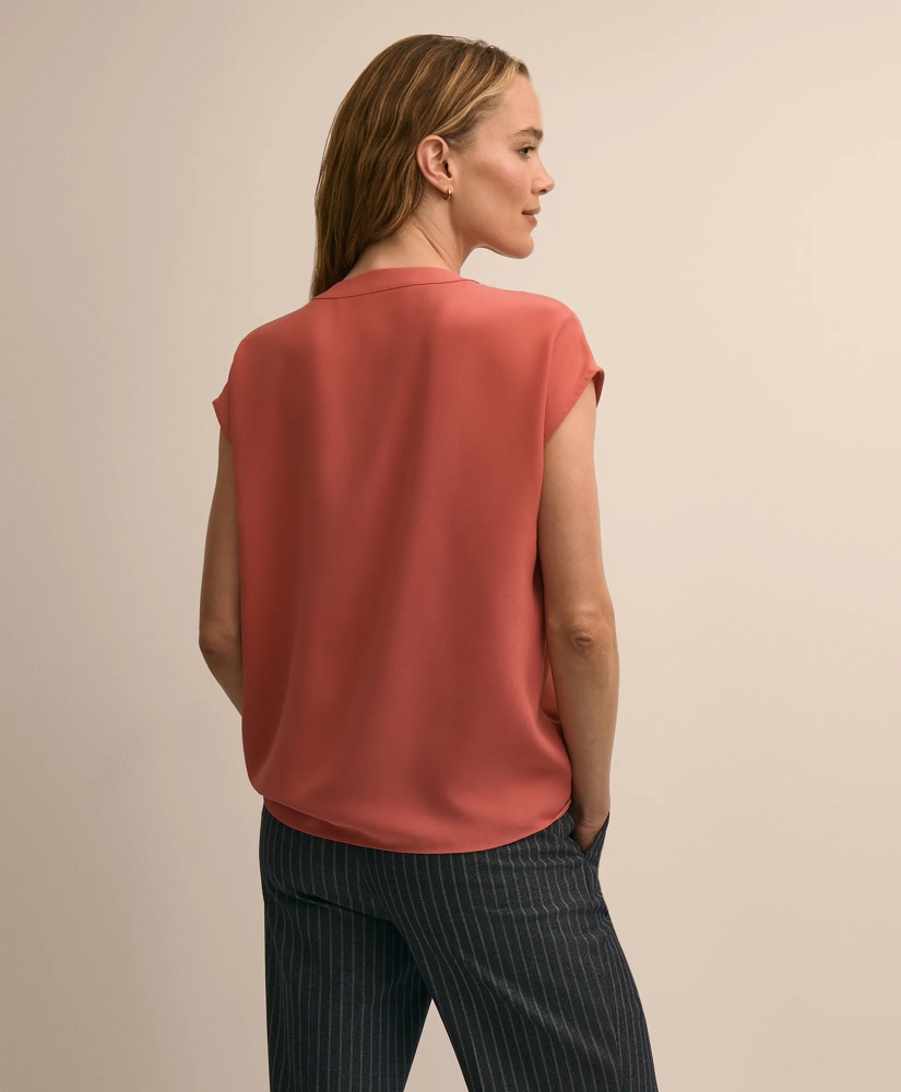 Band Collar Button-Front Blouse, image 4