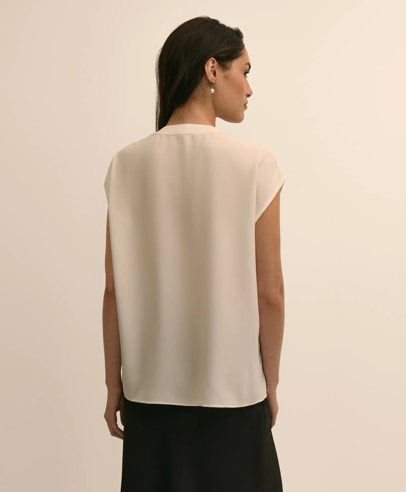 Band Collar Button-Front Blouse, image 4