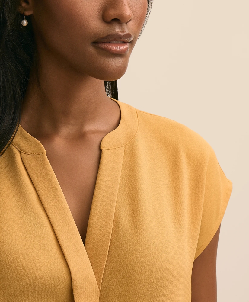 Band Collar Button-Front Blouse, image 3