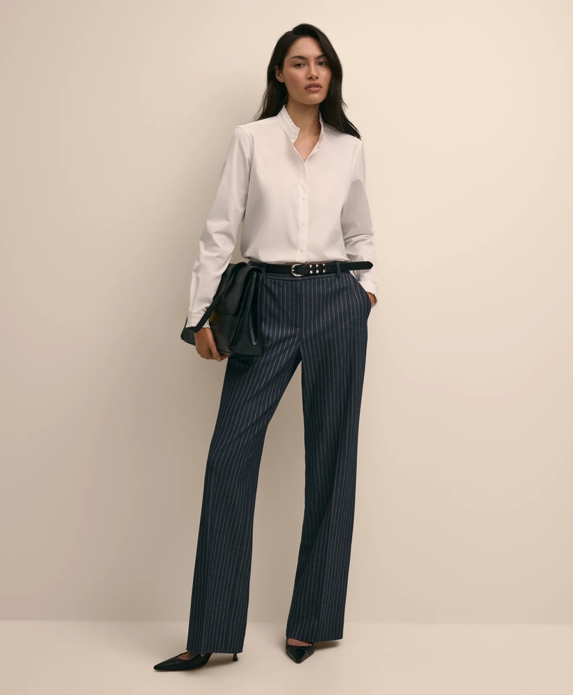 Stretch Cotton Pleated Ruffled Shirt, image 2