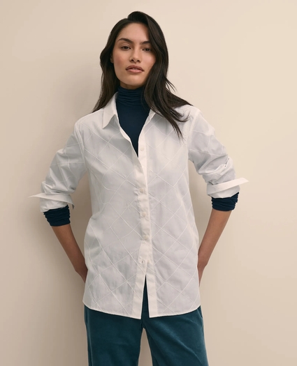 Cotton Embroidered Striped Relaxed Shirt, image 1