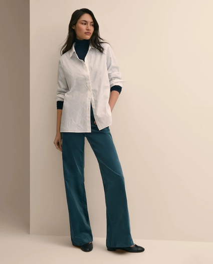 Cotton Embroidered Striped Relaxed Shirt, image 2