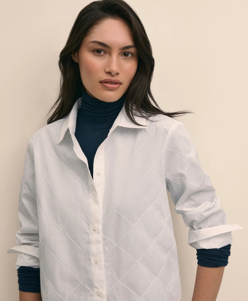 Cotton Embroidered Striped Relaxed Shirt, image 3