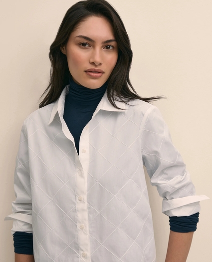 Cotton Embroidered Striped Relaxed Shirt, image 3