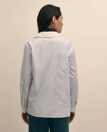 Cotton Embroidered Striped Relaxed Shirt, image 4