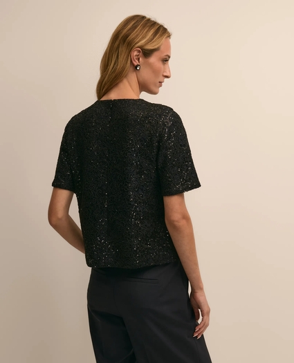 Lace Paillette Short-Sleeve Blouse, image 4
