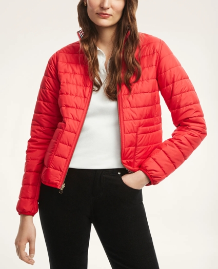 Reversible Water-Repellent Plaid Puffer Jacket, image 1