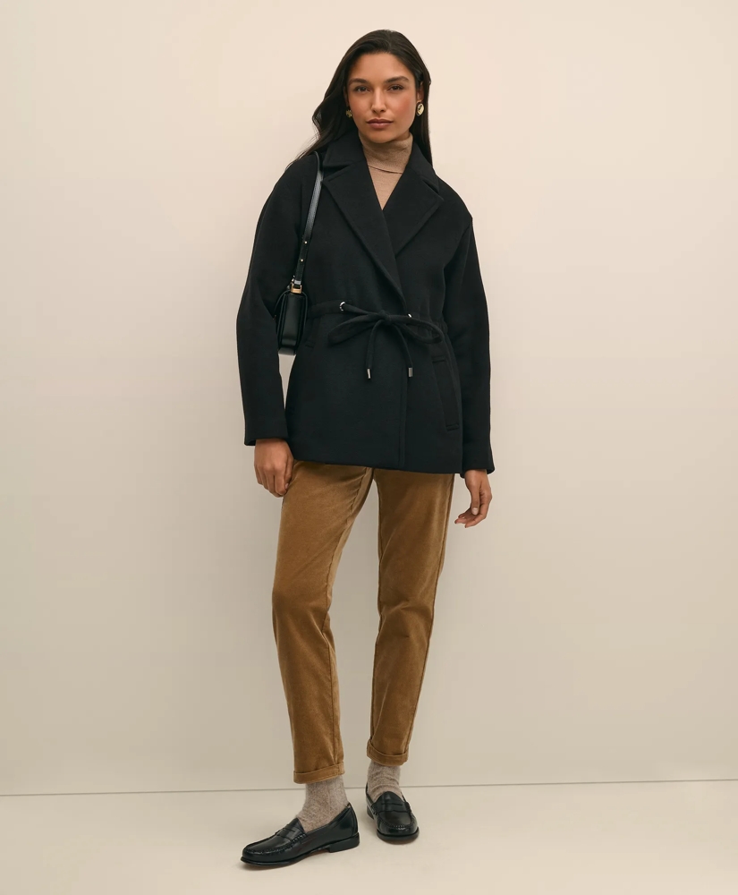 Wool Blend Double-Faced Drawcord Waist Coat, image 3