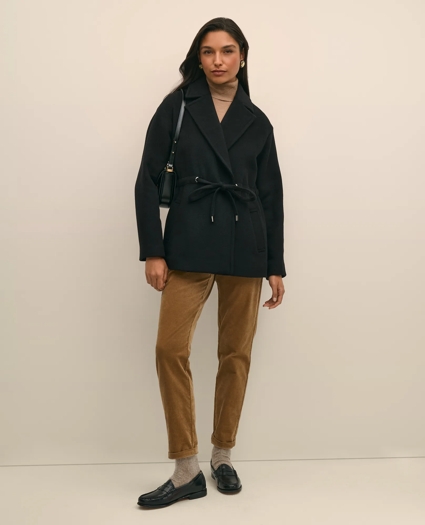 Wool Blend Double-Faced Drawcord Waist Coat, image 3