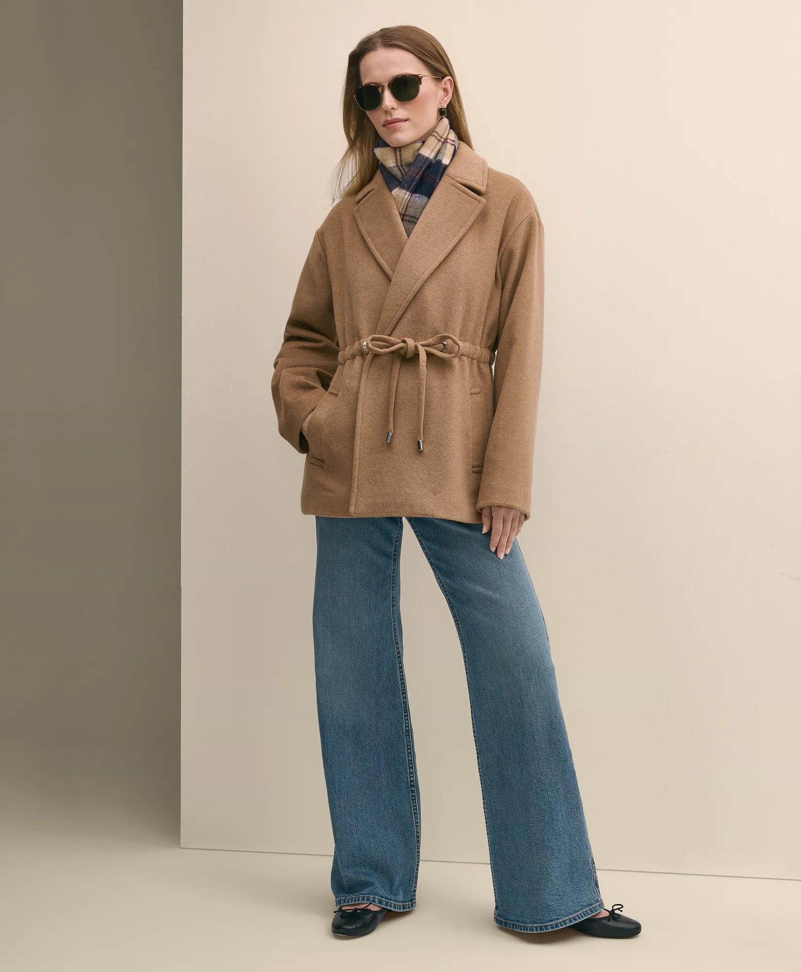 Wool Blend Double-Faced Drawcord Waist Coat primary