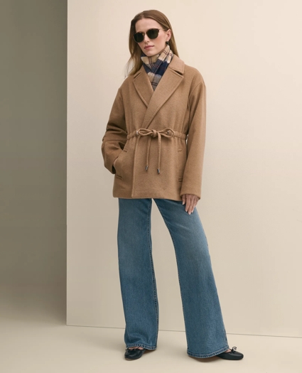 Wool Blend Double-Faced Drawcord Waist Coat, image 1